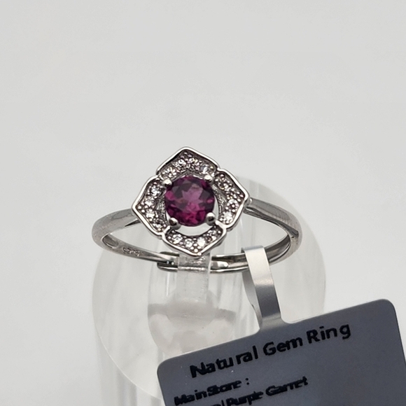 Jewelry - NWT Sterling Silver & Natural Purple Garnet Adjustable Ring